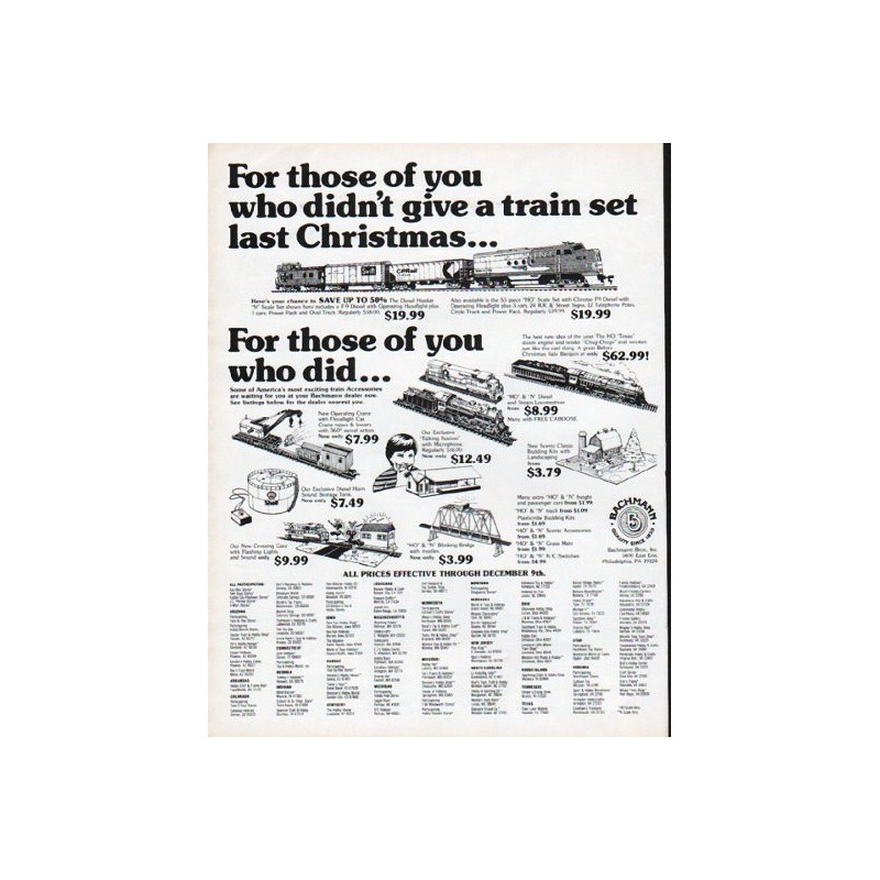 Description: 1979 BACHMANN BROS. TRAINS vintage magazine advertisement 