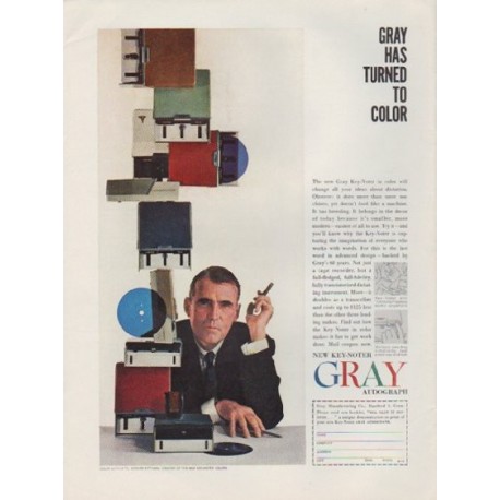 1959 Gray Audograph Ad "Gray Has Turned To Color"