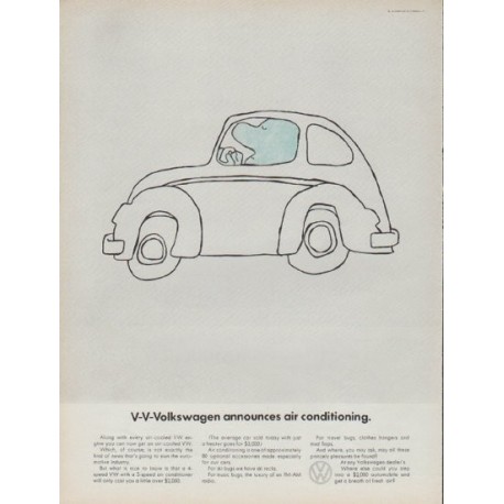 1968 Volkswagen Ad "V-V-Volkswagen announces air conditioning."