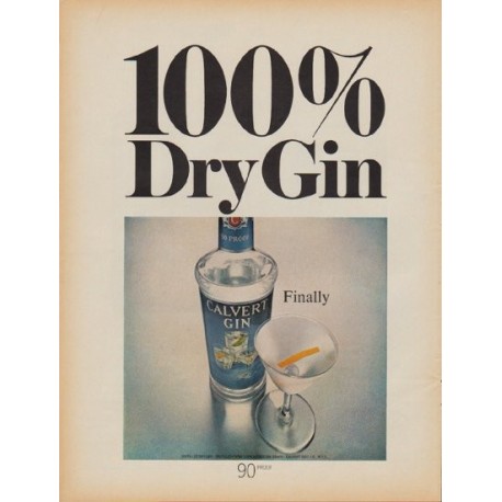 1968 Calvert Gin Ad "100% Dry Gin"