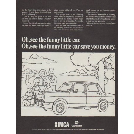 1968 Simca Ad "Oh, see the funny little car."