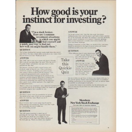 1968 New York Stock Exchange Ad "How good is your instinct"