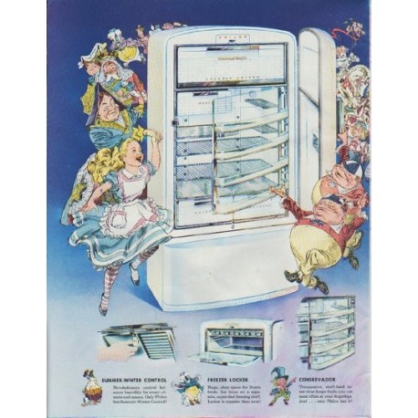 1948 Philco Refrigerator Ad "Alice's Adventures in Philcoland"
