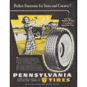 1948 Pennsylvania Tires Ad "Perfect Foursome for Town and Country!"