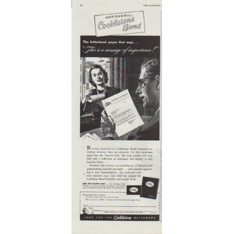 1948 Cockletone Ad "This is a message of importance"