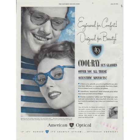 1948 American Optical Ad "Engineered for Comfort!"