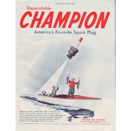 1948 Champion Spark Plug Ad "America's Favorite Spark Plug"