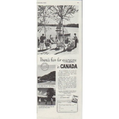 1948 Canada Travel Ad "There's fun for everyone"