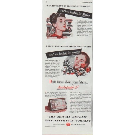 1948 Mutual Benefit Life Insurance Company Ad "Her Husband"