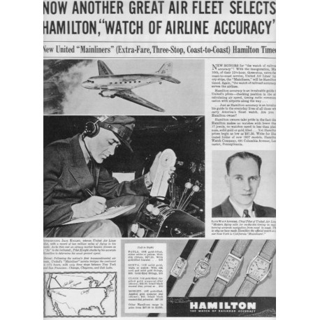 1937 Hamilton Watch Ad "Great Air Fleet"