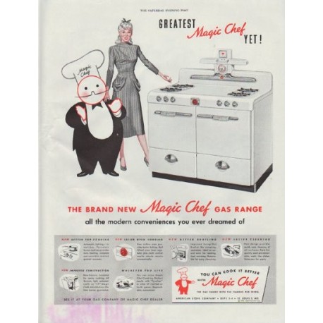 1948 Magic Chef Ad "Greatest Magic Chef Yet!"