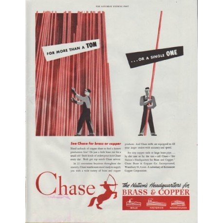 1948 Chase Brass & Copper Ad "For More Than A Ton"