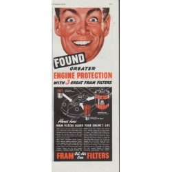 1948 Fram Filters Ad "Greater Engine Protection"