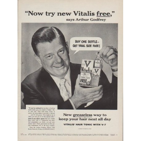 1954 Vitalis Ad "Buy One Bottle"