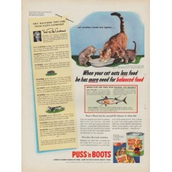 1954 Puss 'n Boots Ad "balanced food"