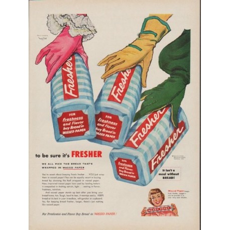 1954 Waxed Paper Ad "to be sure it's Fresher"