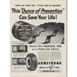 1954 Armstrong Tires Ad "Ounce of Prevention"