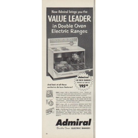 1954 Admiral Electric Ranges Ad "Value Leader"