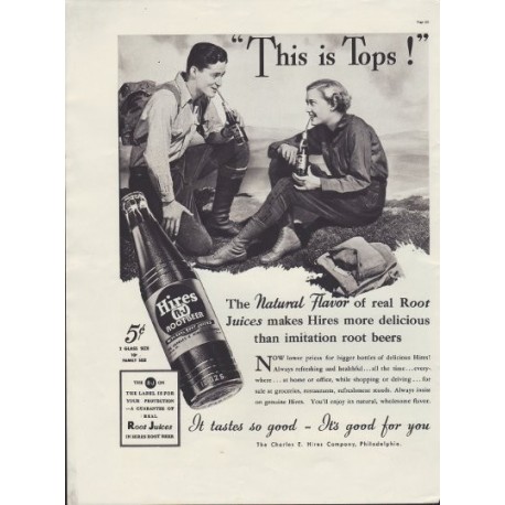 1937 Hires Root Beer Ad "This Is Tops!"