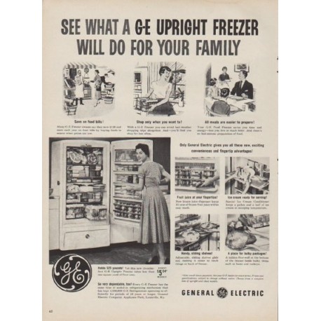 1954 General Electric Ad "Upright Freezer"