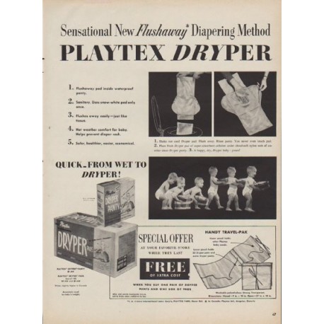 1954 Playtex Ad "Flushaway Diapering Method"