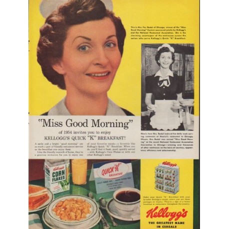 1954 Kellogg's Ad "Miss Good Morning"