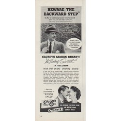 1954 Clorets Ad "Beware The Backward Step*"