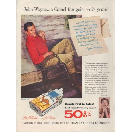 1954 Camel Cigarettes Ad "John Wayne"