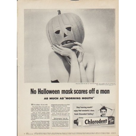 1953 Chlorodent Ad "No Halloween mask"