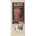 1953 Baker's Cocoa Mix Ad "Instant 4 in 1"