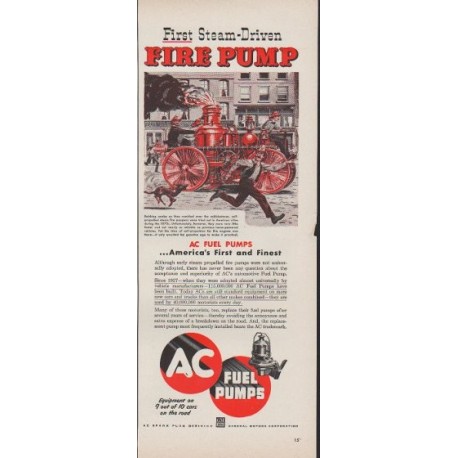 1953 AC Fuel Pumps Ad "Fire Pump"