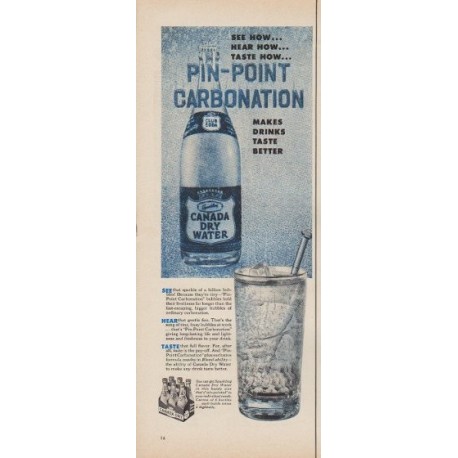 1953 Canada Dry Ad "Pin-Point Carbonation"