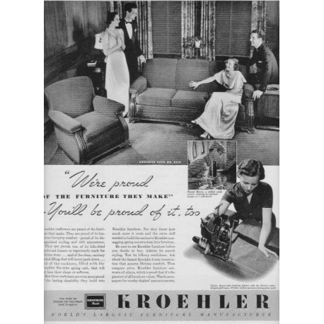 1937 Kroehler Furniture Ad "We're Proud"