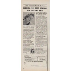 1953 Lanolin Plus Ad "Wonders for Skin and Hair"