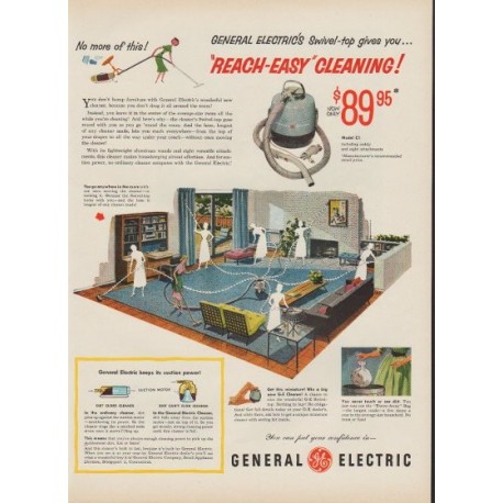 1953 General Electric Ad "Reach-Easy Cleaning"