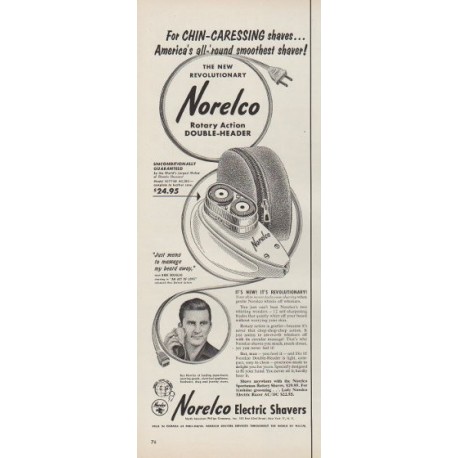 1953 Norelco Ad "For Chin-Caressing shaves"