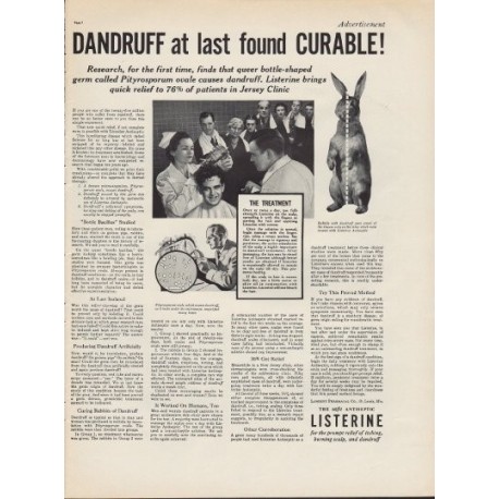 1937 Listerine Ad "Dandruff Found Curable!"