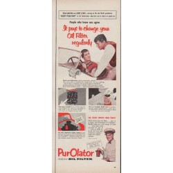 1953 Purolator Ad "change your Oil Filter regularly"