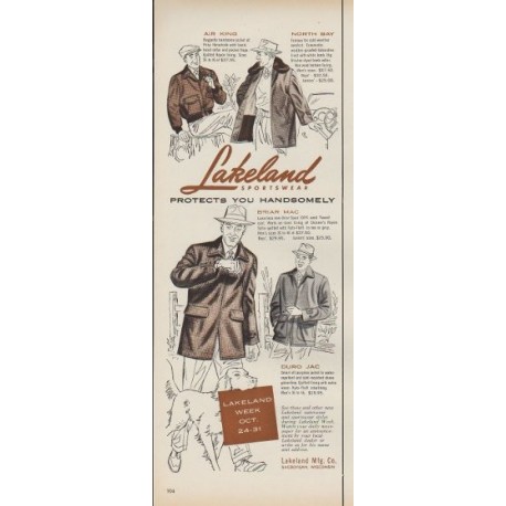 1953 Lakeland Sportwear Ad "Protects You Handsomely"