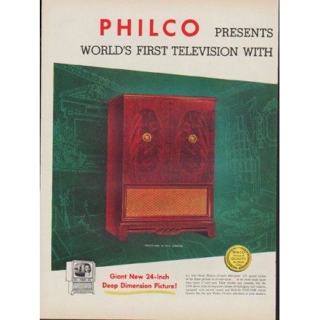 1953 Philco Television Ad "Deep Dimension"