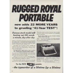 1953 Royal Typewriter Ad "Rugged Royal Portable"