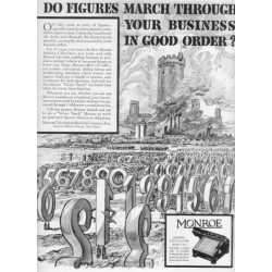 1937 Monroe Calculator Ad "Do Figures March"