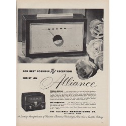 1953 Alliance Manufacturing Ad "Best Possible TV Reception"
