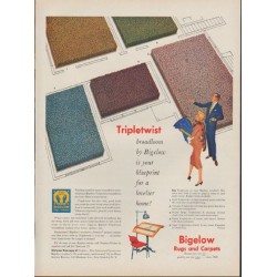 1953 Bigelow Rugs and Carpets Ad "Tripletwist"