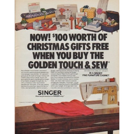 1971 Singer Sewing Machine Ad "Christmas Gifts"