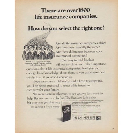 1971 Bankers Life Company Ad "over 1800 life insurance companies"