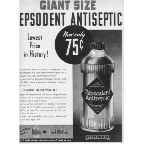 1937 Pepsodent Antiseptic Ad "Giant Size"