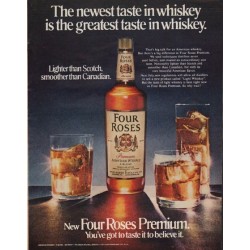 1971 Four Roses Whiskey Ad "The newest taste"