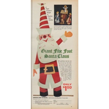 1971 Greenland Studios Ad "Giant Five Foot Santa Claus"