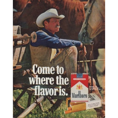 1971 Marlboro Cigarettes Ad "Come to where the flavor is."